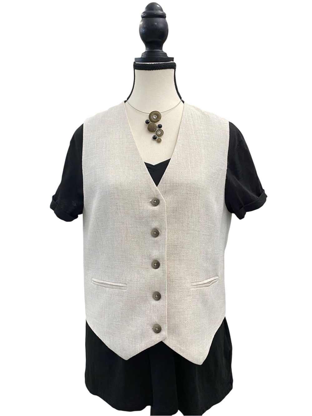 Primark Cream Button-Front Vest or Sleeveless Top Size 8 NWT